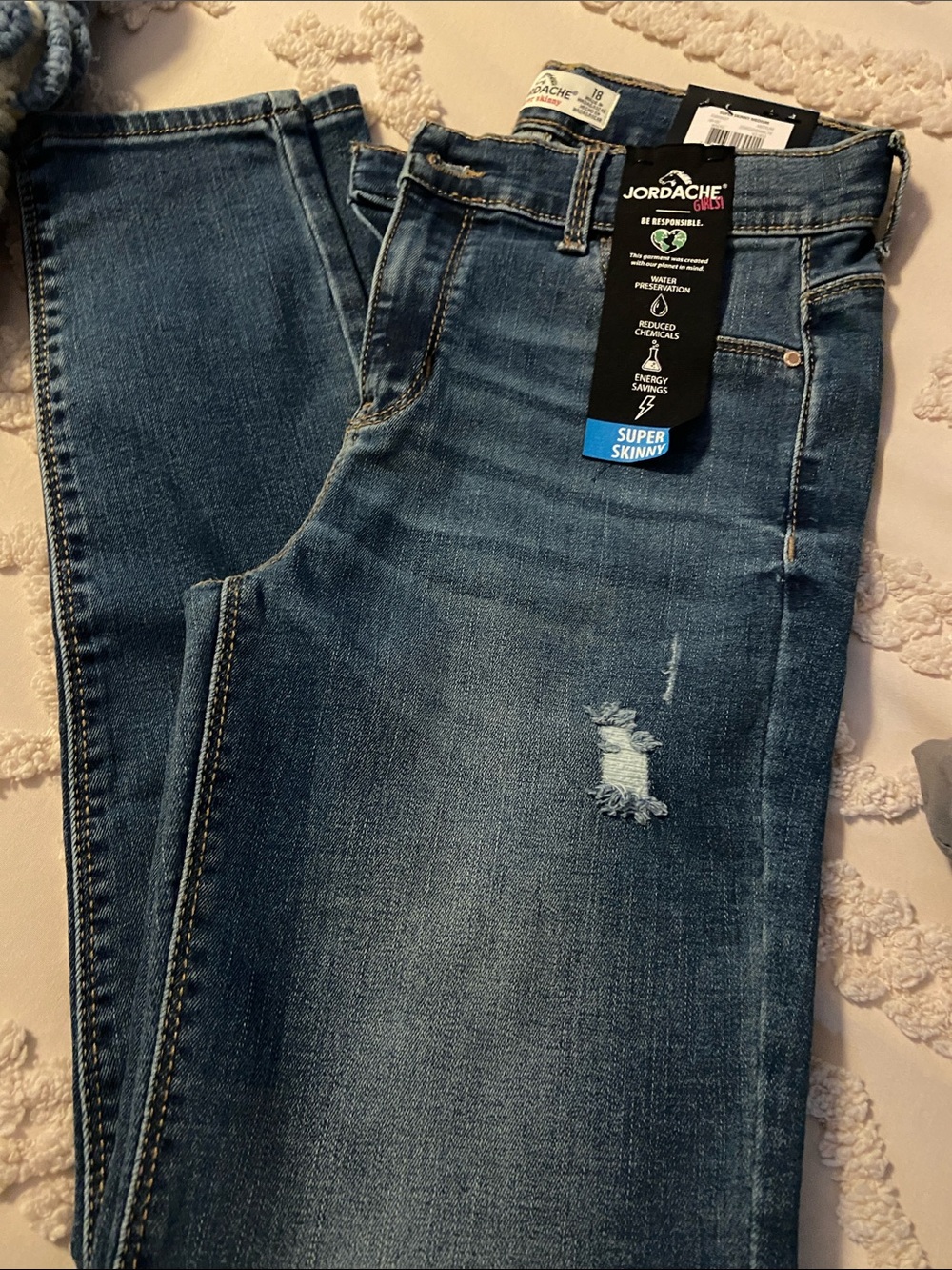Jordache Super Skinny Blue Distressed Junior Size Jeans these fit like a zero